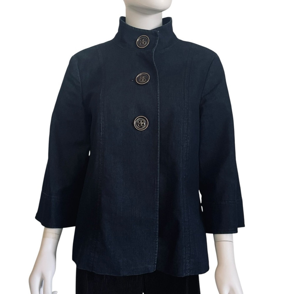 Ladies Focus 2000 Swing Blue Denim Lined 3 Button Jacket 3/4 Sleeves Size 8 - Picture 3 of 6